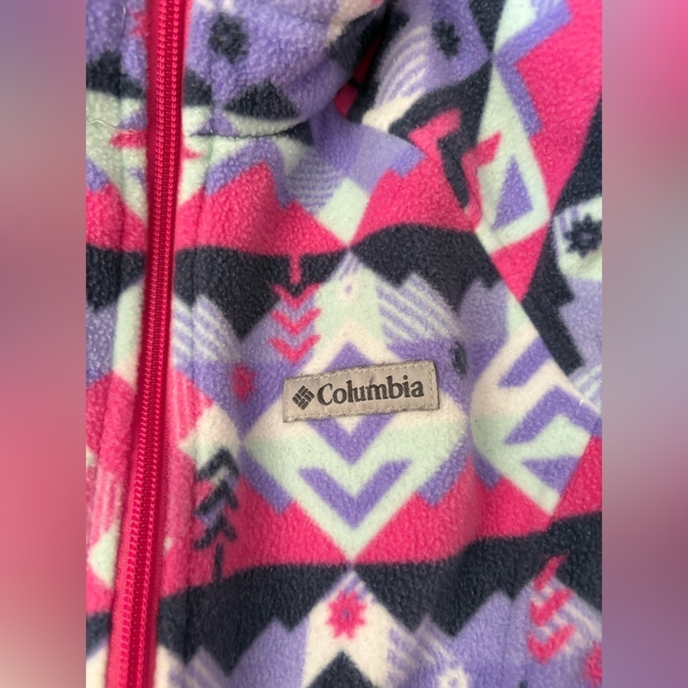 Columbia Pink and Purple Geometric Fleece Jacket - Picture 2 of 3